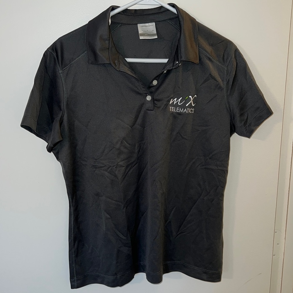 Nike Golf Dri-Fit Gray Branded Logo Short Sleeve Polo Top